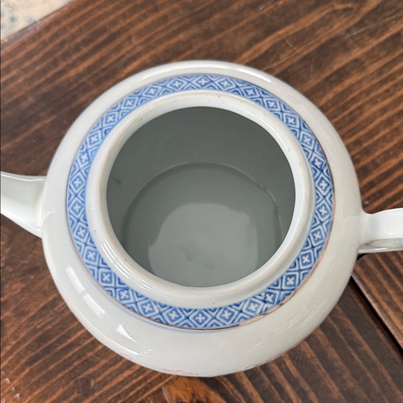 Elegant Floral Teapot with Blue and Orange Accents - Picture 6 of 7